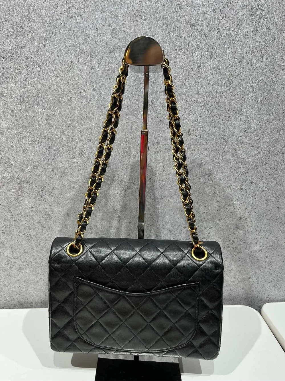 CHANEL Black Quilted Shoulder Bag with Gold Hardware